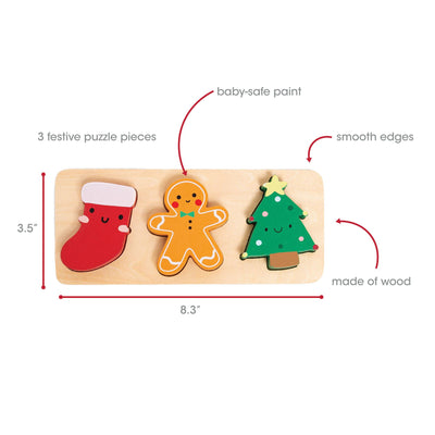 Wooden Christmas Holiday Puzzle, Montessori Learning Toy