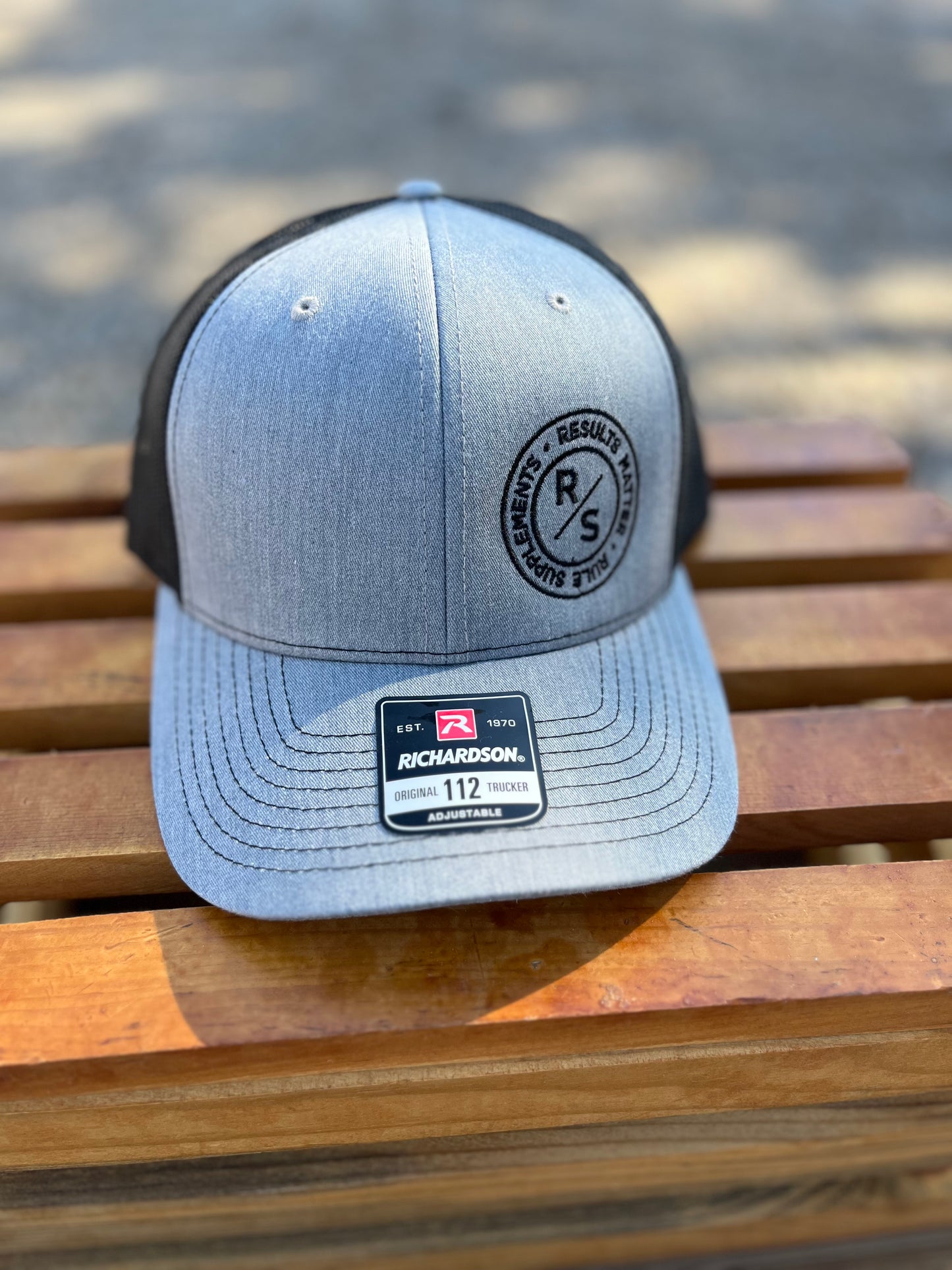 Rule Supplements Hat Grey with Black Writing and Mesh back