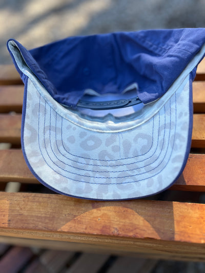 Rule Supplement Women's Hat Blue with White Stitching and Cheetah inside