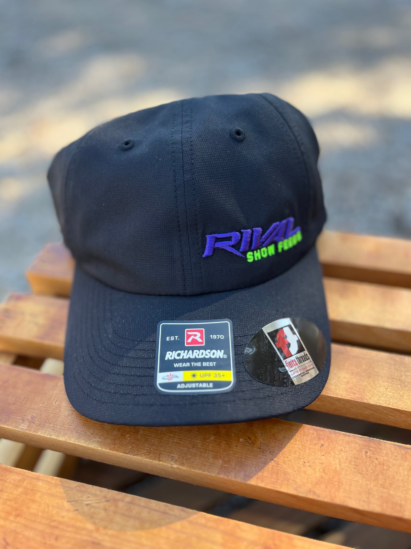 Rival Show Feeds Hat Black with Purple Stitching